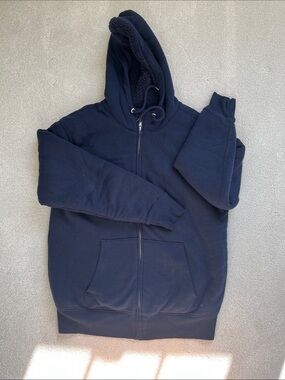 GAP Navy Sherpa-Lined Zip Hoodie